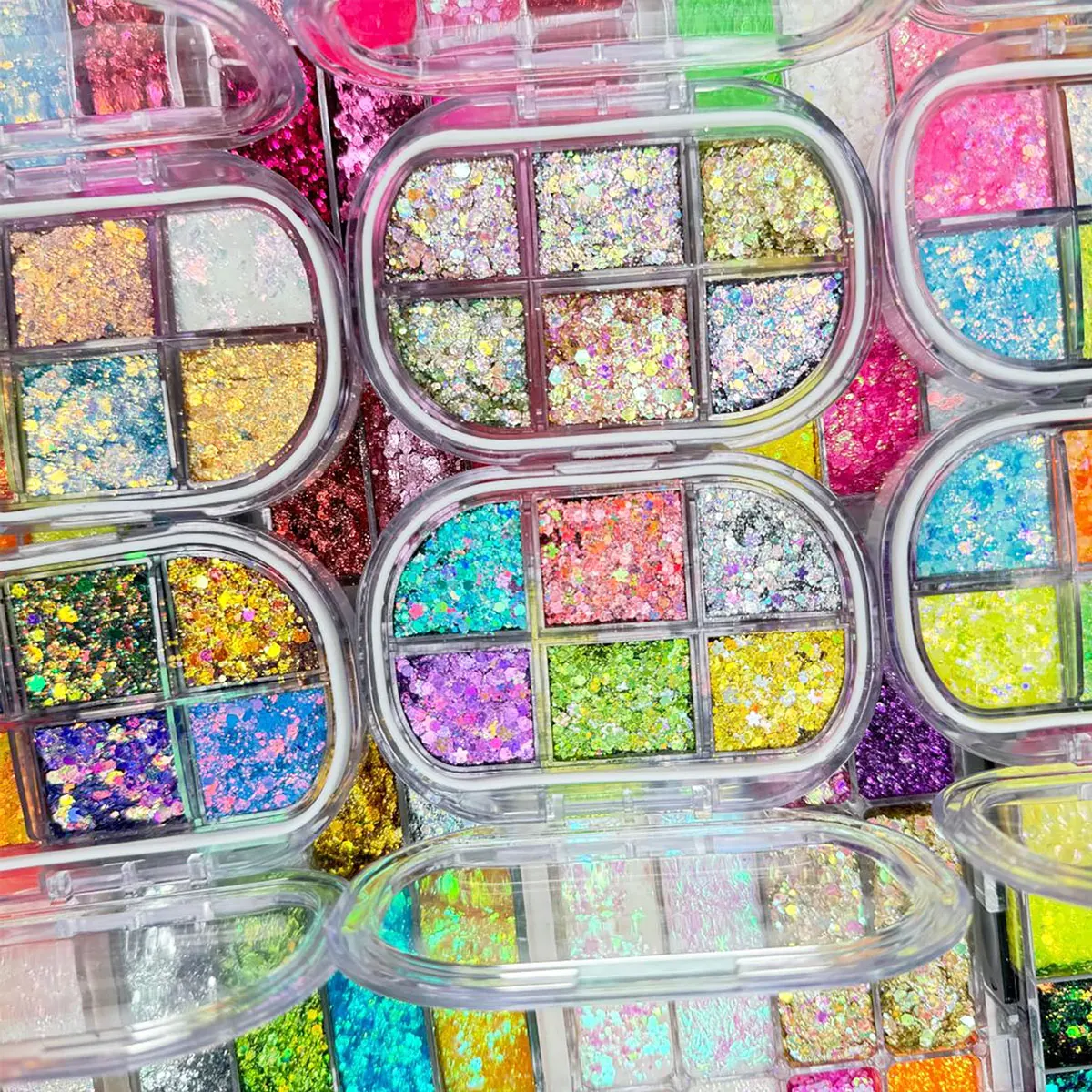 Creamy Pigment Pressed Gel Glitter Eyeshadow Private Label Shimmer Powder Multi Chrome Makeup Glitter Eyeshadow