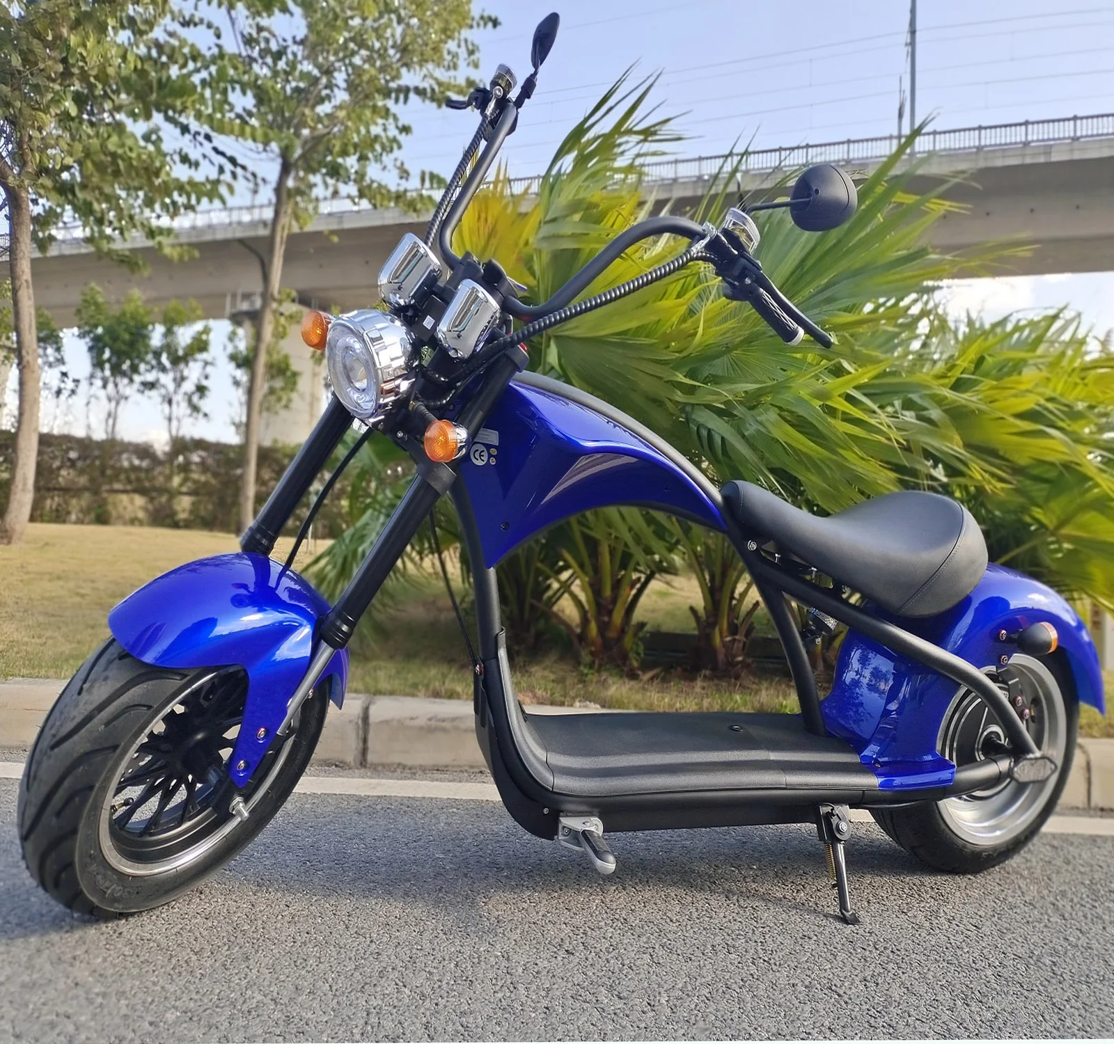 EU warehouse mini harleyment scooter 12inch 60V 2000W 30Ah EEC motorcycle dual drive with seat electric vehicle adult scooter