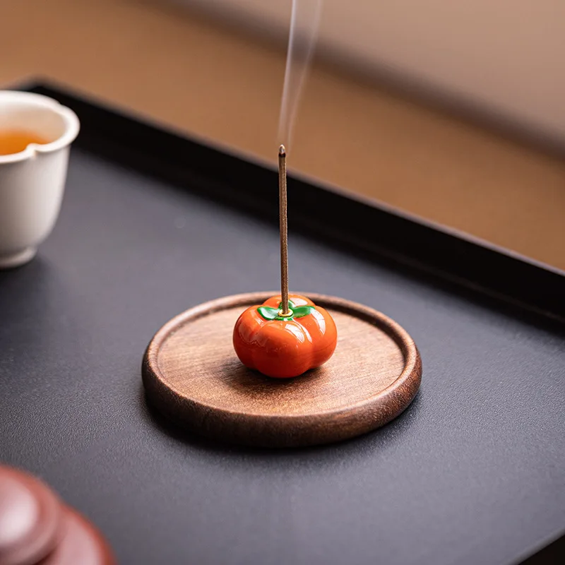 Creative Ceramic Line Incense Burner Home Fruit Persimmon Incenses Rest Indoor Tea Room Cartoon Incense Holder