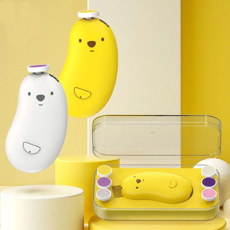 Rechargeable 6 Grinding Heads and LED Light Safe Baby Nail File Set Baby Nail Clippers Nail Trimmer Electric