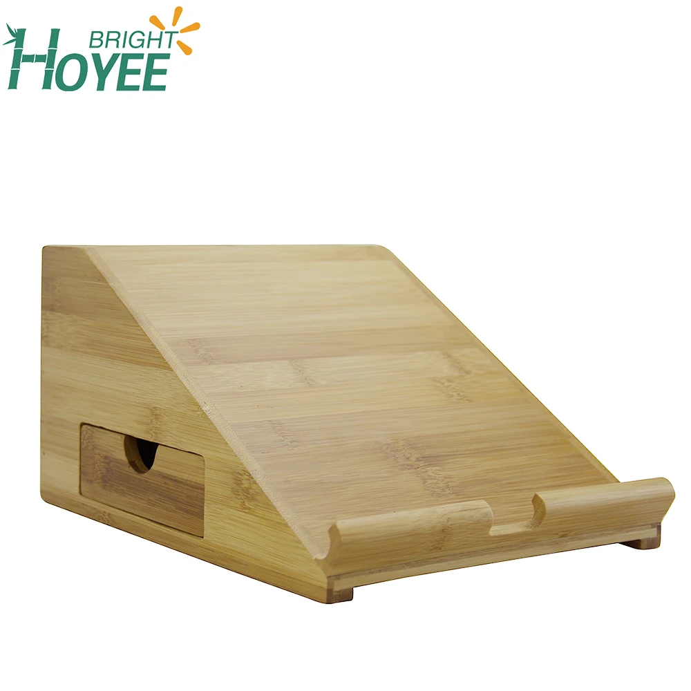 Портативный настольный офисный бамбуковый Настольный органайзер, держатель для ручек и книг с выдвижным ящиком