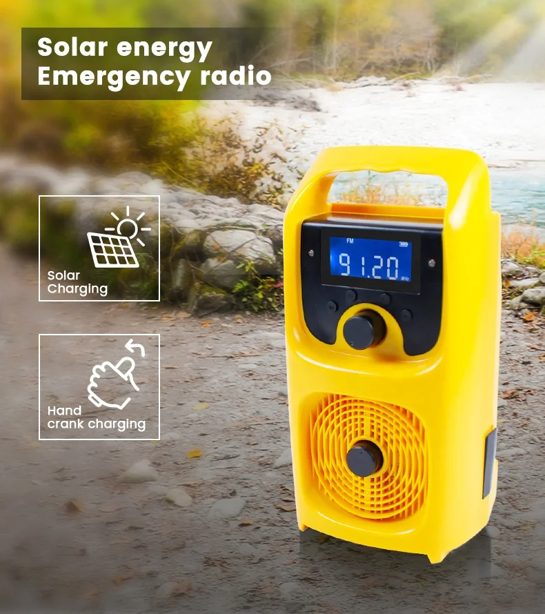 made in china factory price radio and class device for children AM&FM Solar Panel Crank Hand Generator Flashlight-for outdoor
