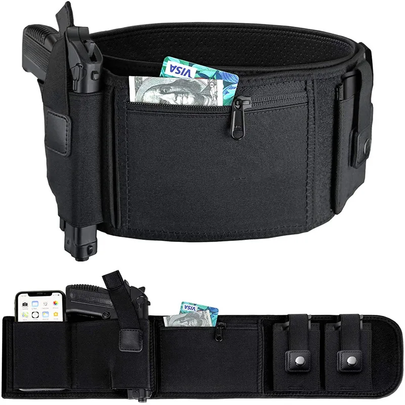 Tactical Belly Gun Holster Invisible Belt Bag Concealed Carry Girdle Waist Pistol Case for Glock Phone Hunting Magazine