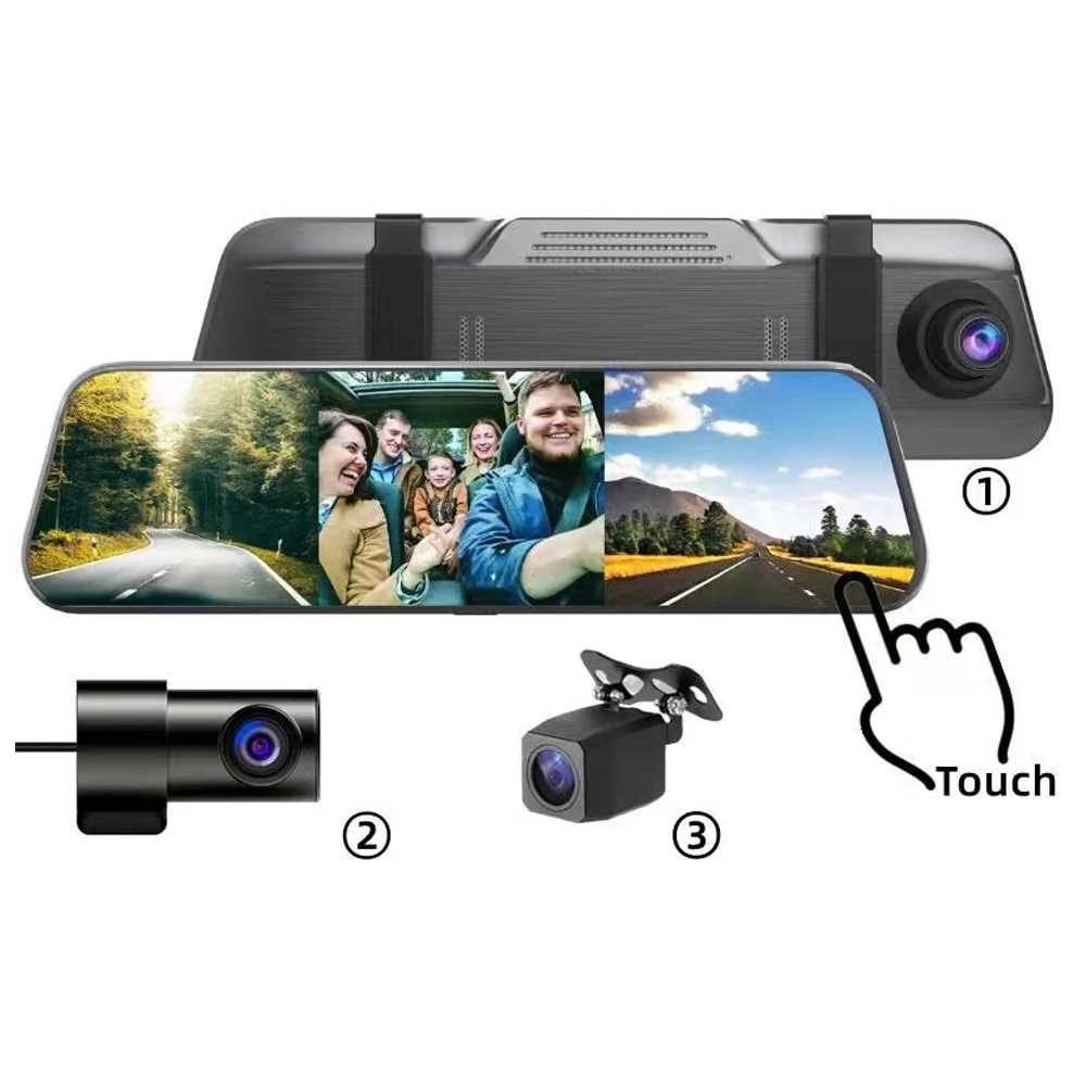 1080P Wide Angle 10Inch  Wifi App Control Gps Logger Car Rearview Mirror With Camera Video Recorder For Cars