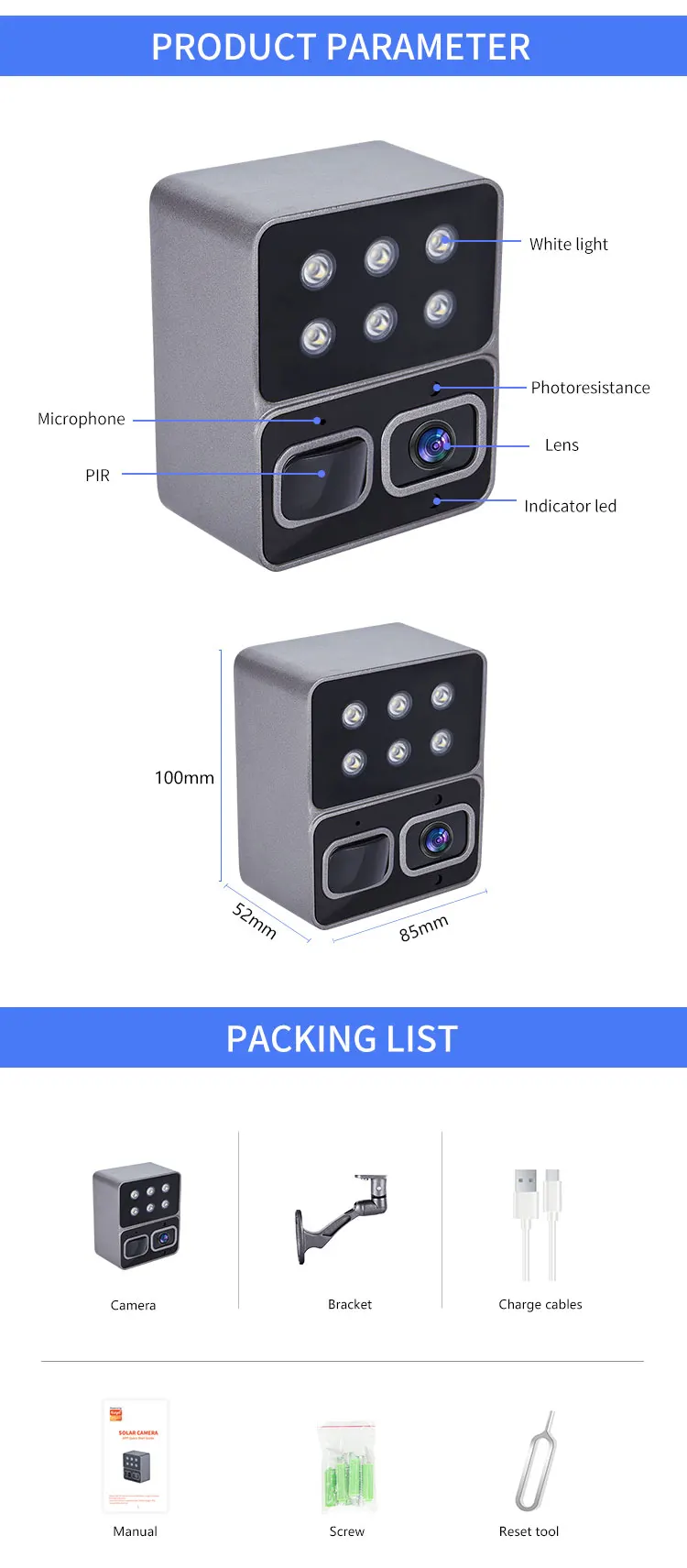 New Design Wifi Solar Camera with Two-way Audio CCTV Security Monitoring Camera