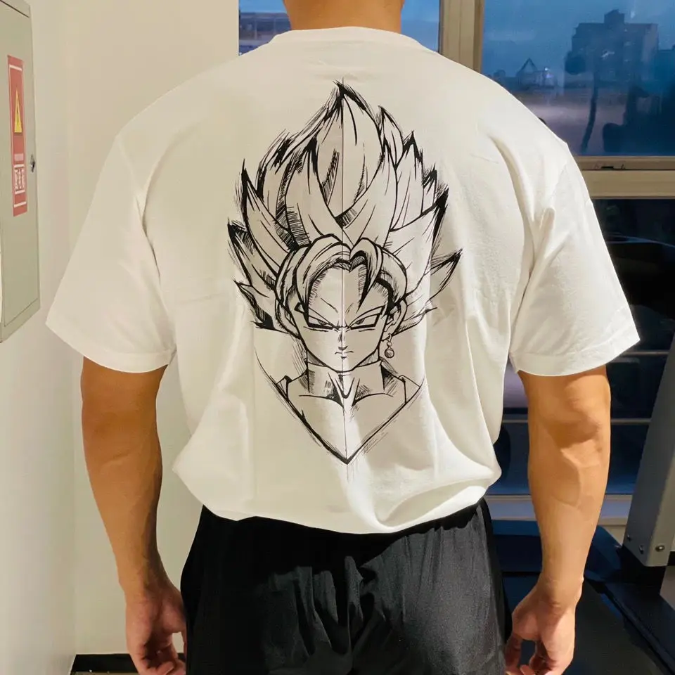 Dragon Ball Z Super Saiyan goku 100% cotton Muscle fitness powerlifting oversize t shirt
