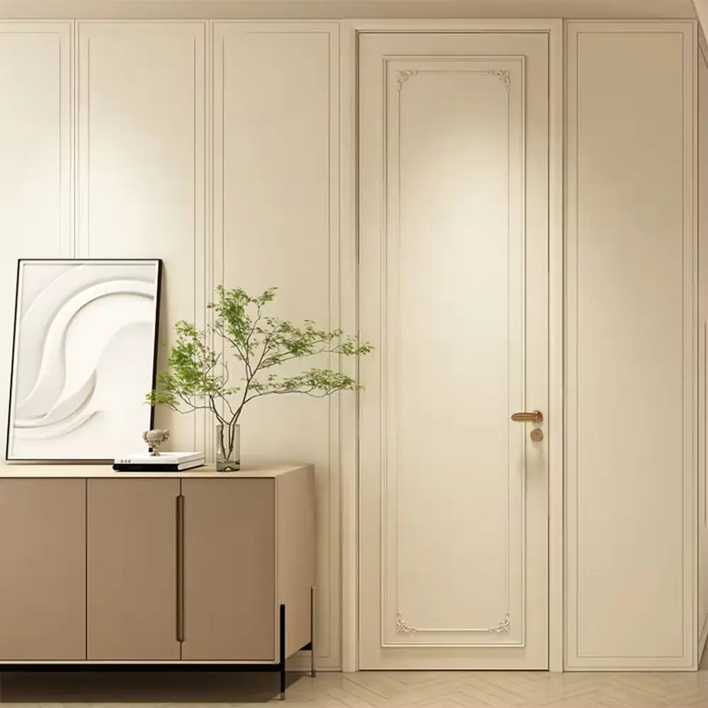 Modern Style Smart Houses Interior Entry Door American Style Solid Wooden Doors for Bedroom