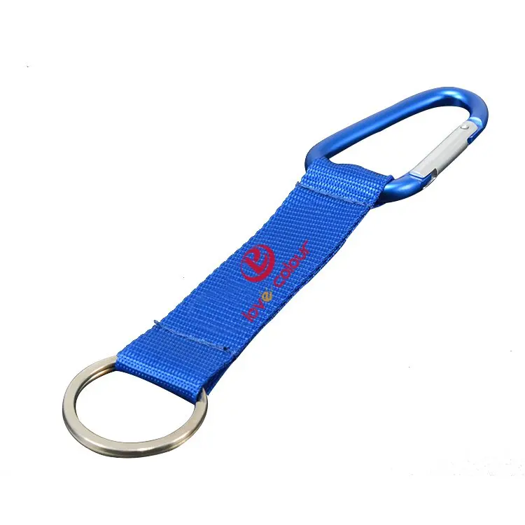 New product polyester short key chain strap cheap custom logo lanyard carabiner keychain for Keys Badges