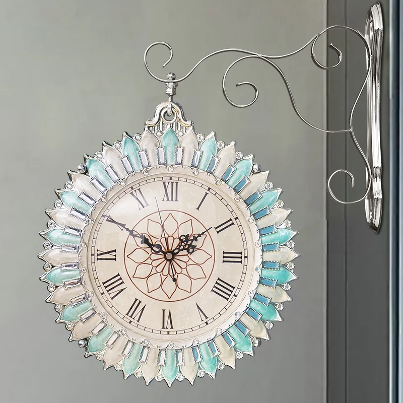 12 inch factory direct sales special home decoration metal wall clock Christmas gift craft fashion creativity two-sided clock