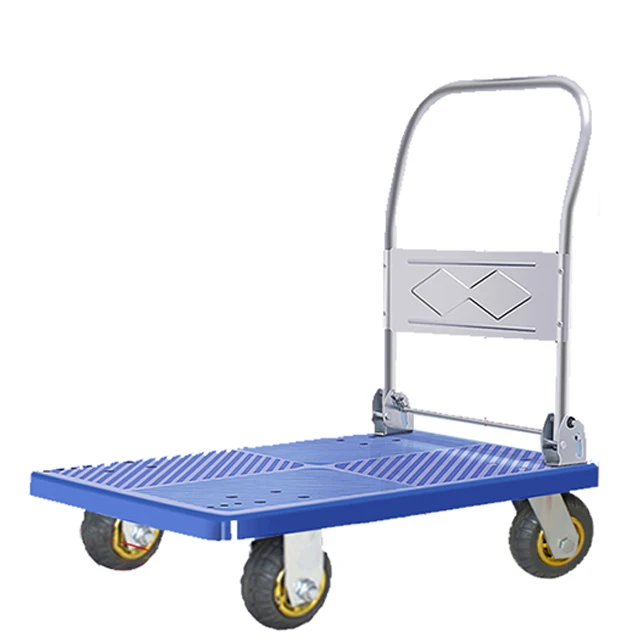 Square steel reinforced 5 inch trolley flat trolley Blue flat trolley for carrying 300 kg