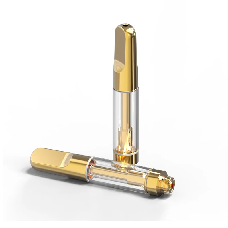 Gold CBD Vape Cartridge Ceramic Coil Cartridge TH205 0.5ML 1.0ML Glass Tank 510 Thread Empty Atomizer