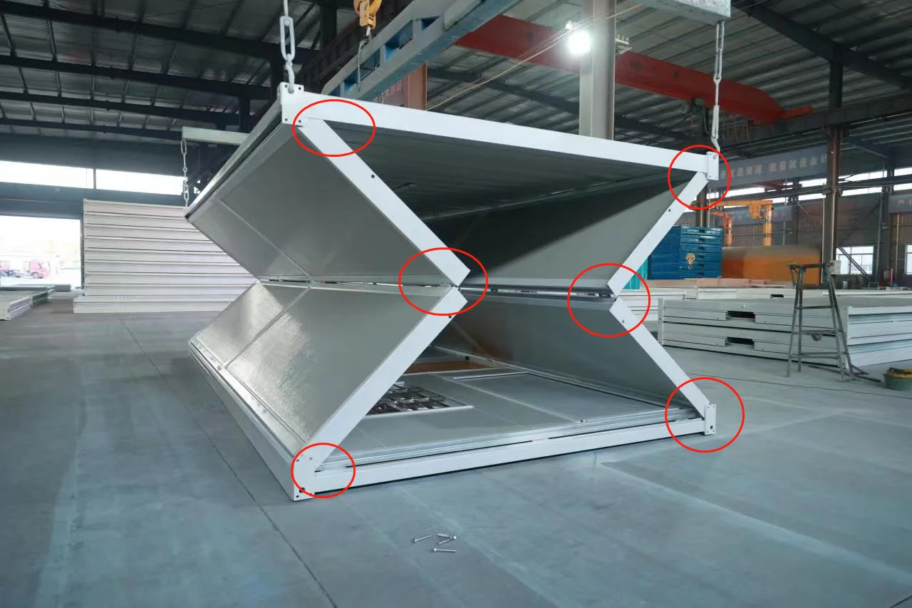 Extended foldable prefab container homes/40ft folding living container/expandable cabin modular container house carport garage