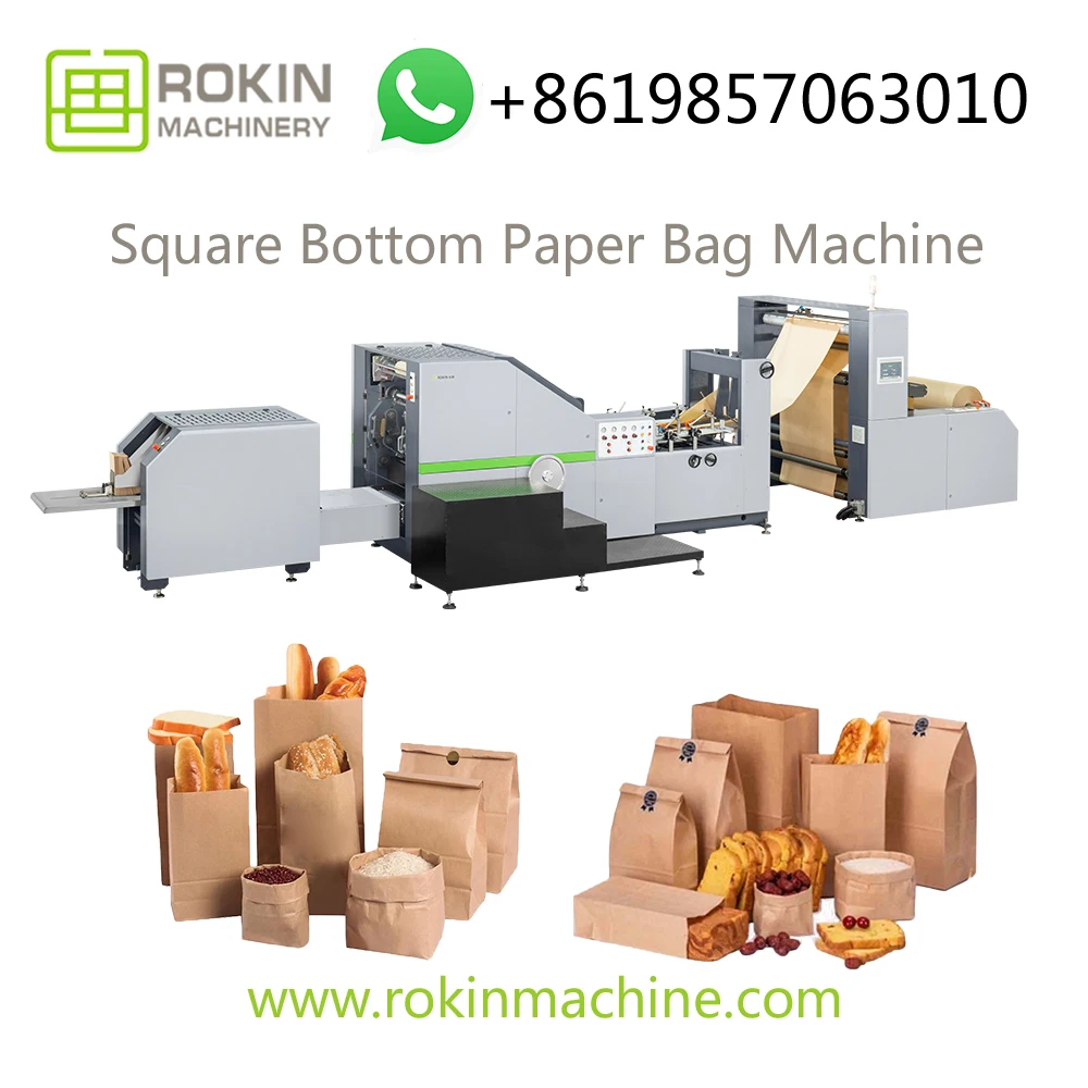  ROKIN BRAND square bottom paper bag making machine price v automatic
