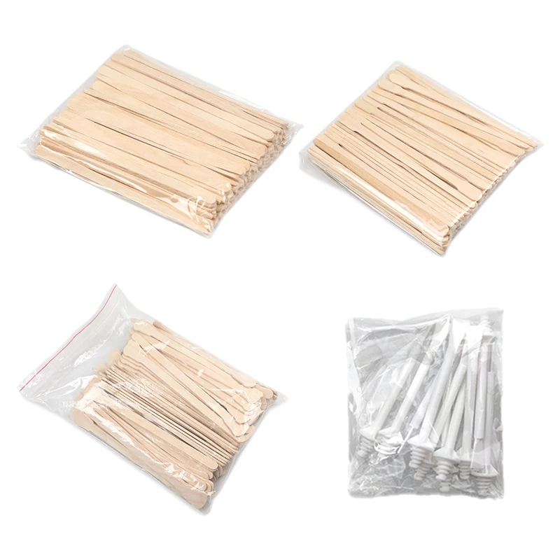 Wholesale Cream Craft Eyebrows Spatulas Popsicle Wax Disposable Applicator Tongue depressor Hair Wooden Spatula Stick Removal