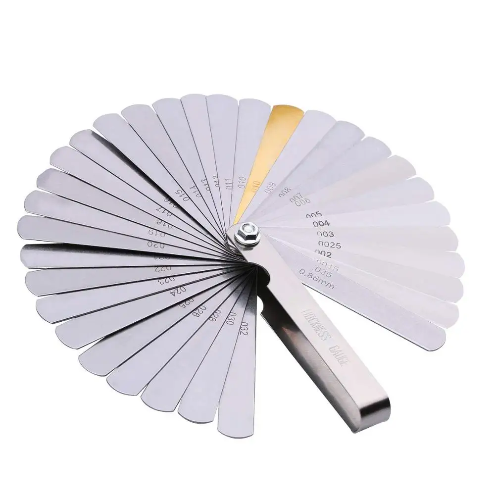 Stainless Steel Feeler Gauge Dual Marked Metric and Imperial Gap Measuring Tool (0.04-0.88 mm,32 Blades)