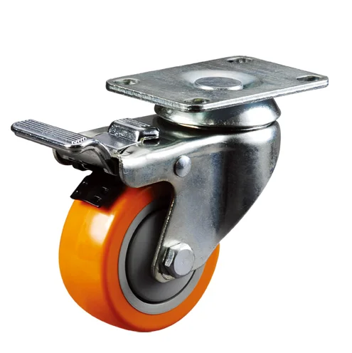China Castor Factory 100mm Swivel  Thermoplastic Rubber Caster Wheel with steel brake