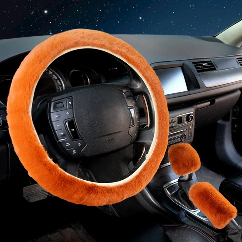 simple plush car steering wheel cover winter warm car steering wheel cover set