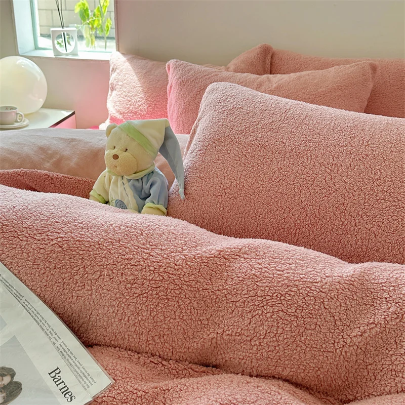 Factory 2024  Class A  Fleece Bedroom Thickened Warm Bedding set Bed sheet cover 4 pieces set