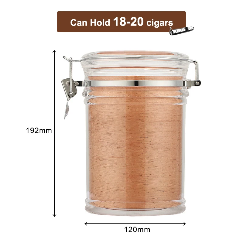 Creative Travel Cigar Humidor Acrylic Cigar Jar with Hygrometer and Humidifier