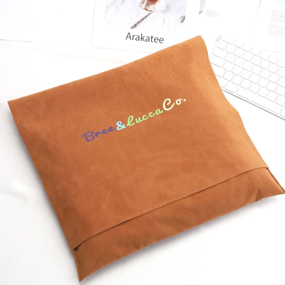 Custom Logo Printing Faux Suede Envelope Gift Jewelry Pouch Luxury Velvet Dust Cover Bag For Handbag