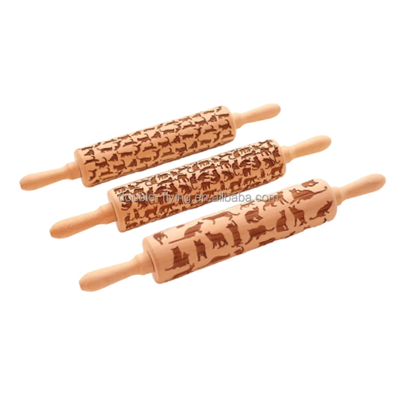 Crusts Pies & Pastry Clay Crafts Wooden Roller Perfect For Baking With Kids Dough & Fondant Cookies Engraved Rolling Pin