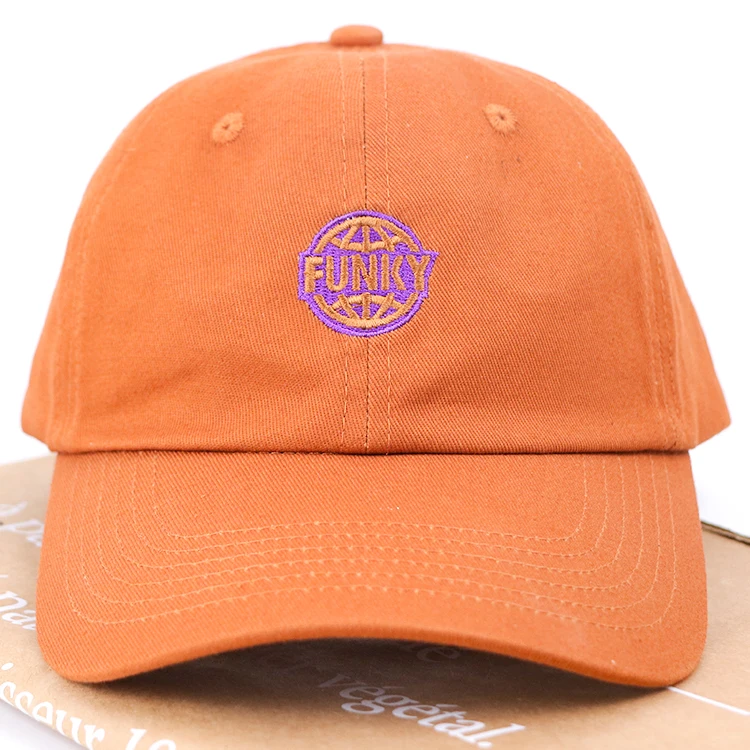 Qianzun high quality orange 6 panel custom embroidered dad hats with custom logo
