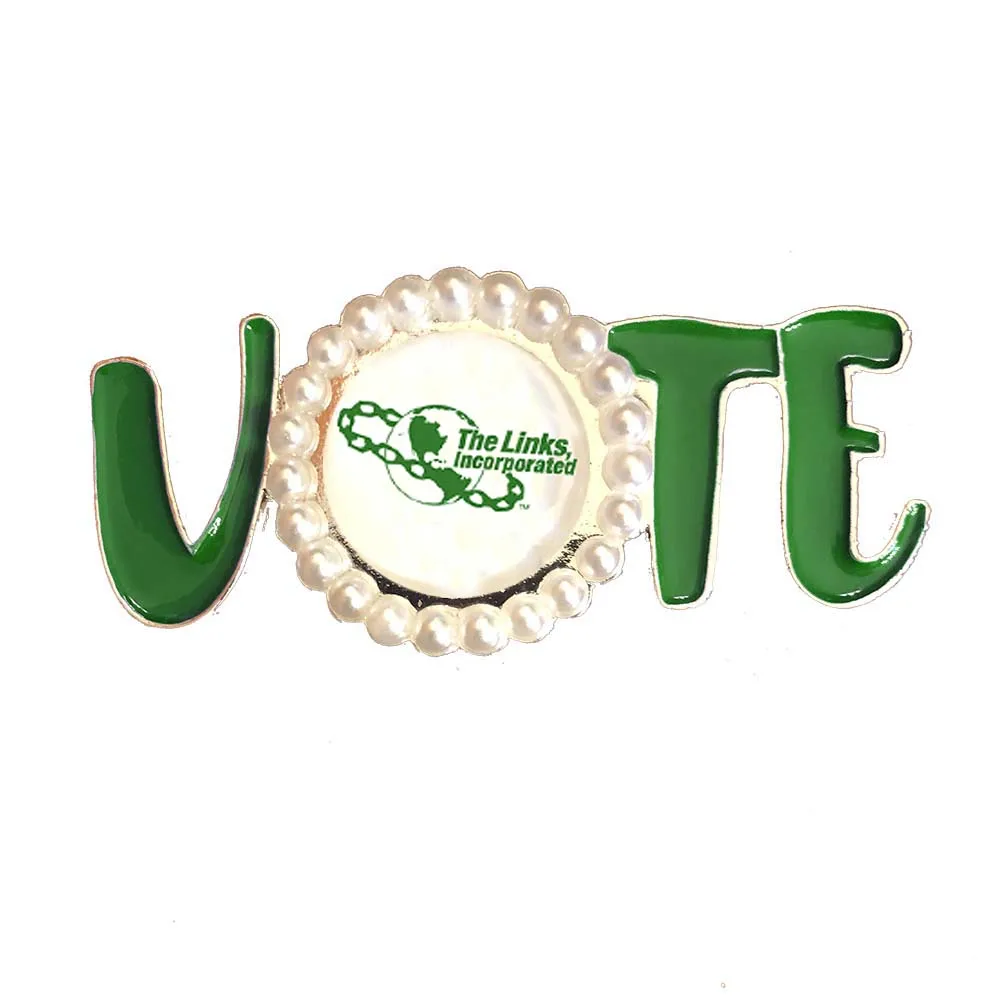Topvesko Custom The Links Inc Green Brooch The Links Vote Pin