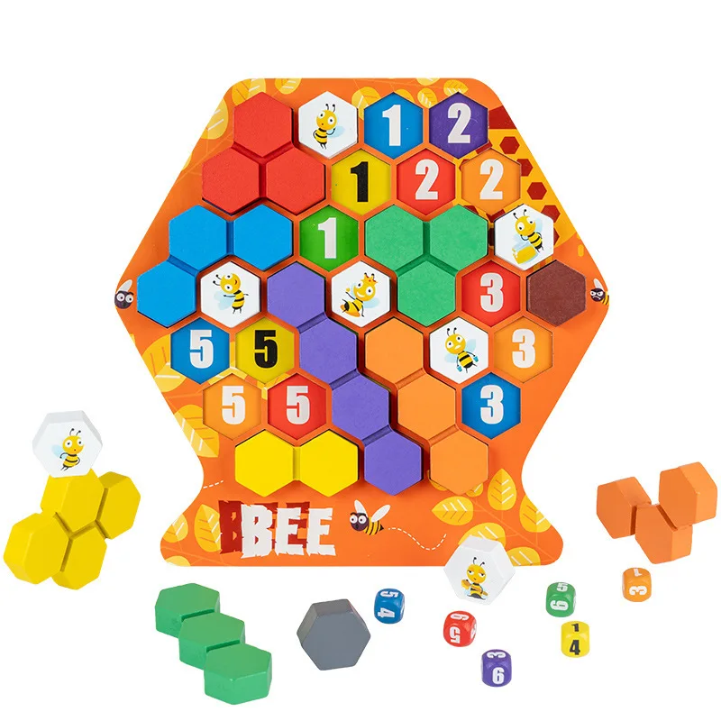 Игрушка для мелкой моторики малыша зажим пчелы в улье подходящая игра Монтессори деревянная игрушка сортировки и обучения цифрам