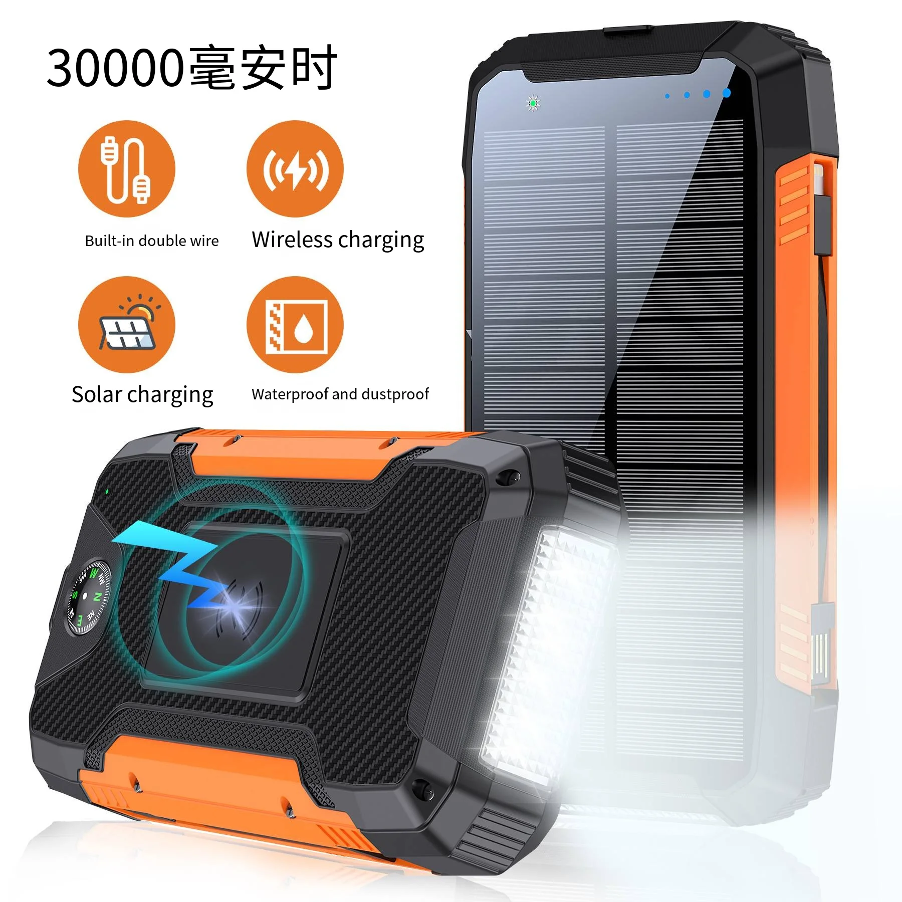 China factory price Power bank solar phone charger 20000mAh power bank Wireless Charging solar charger for outdoor camping