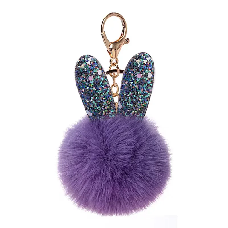 Creative New Product cute rabbit ear fur ball key chain pendant lady bag pendant student small gift wholesale