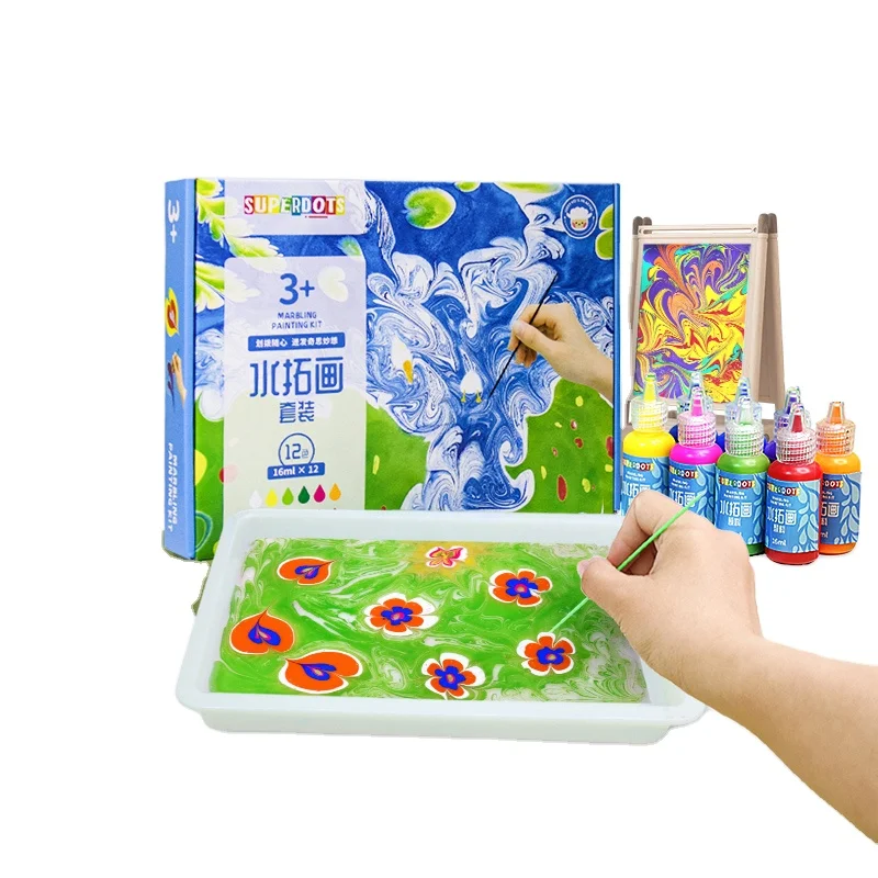 Non-Toxic DIY Drawing Painting 12 Colors 16ml Pigment For Kids Adults And Children in Water Marbling Paint Kit