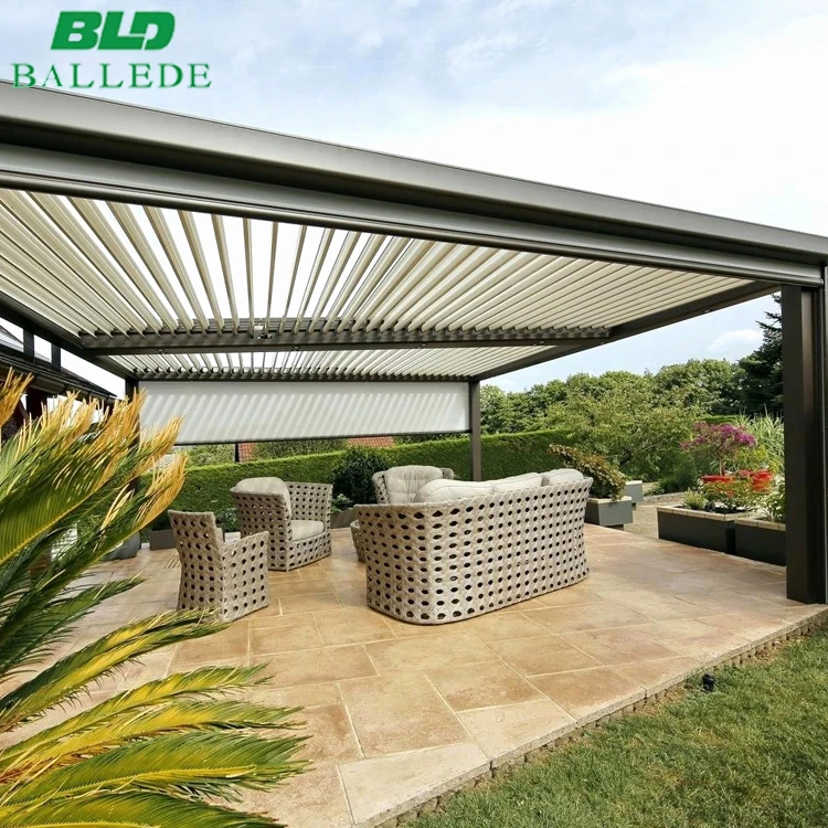 4x3 Customized Modern Pergola Waterproof Motorized Aluminum Electric Pergola Louvred Roof For Garden