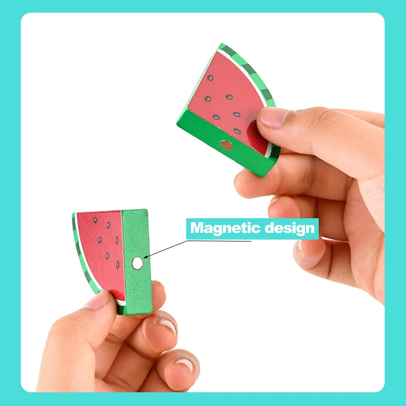 Whole Sale Magnetic Wooden Fruit Pretend Play Kitchen Cutting Toy For Kids