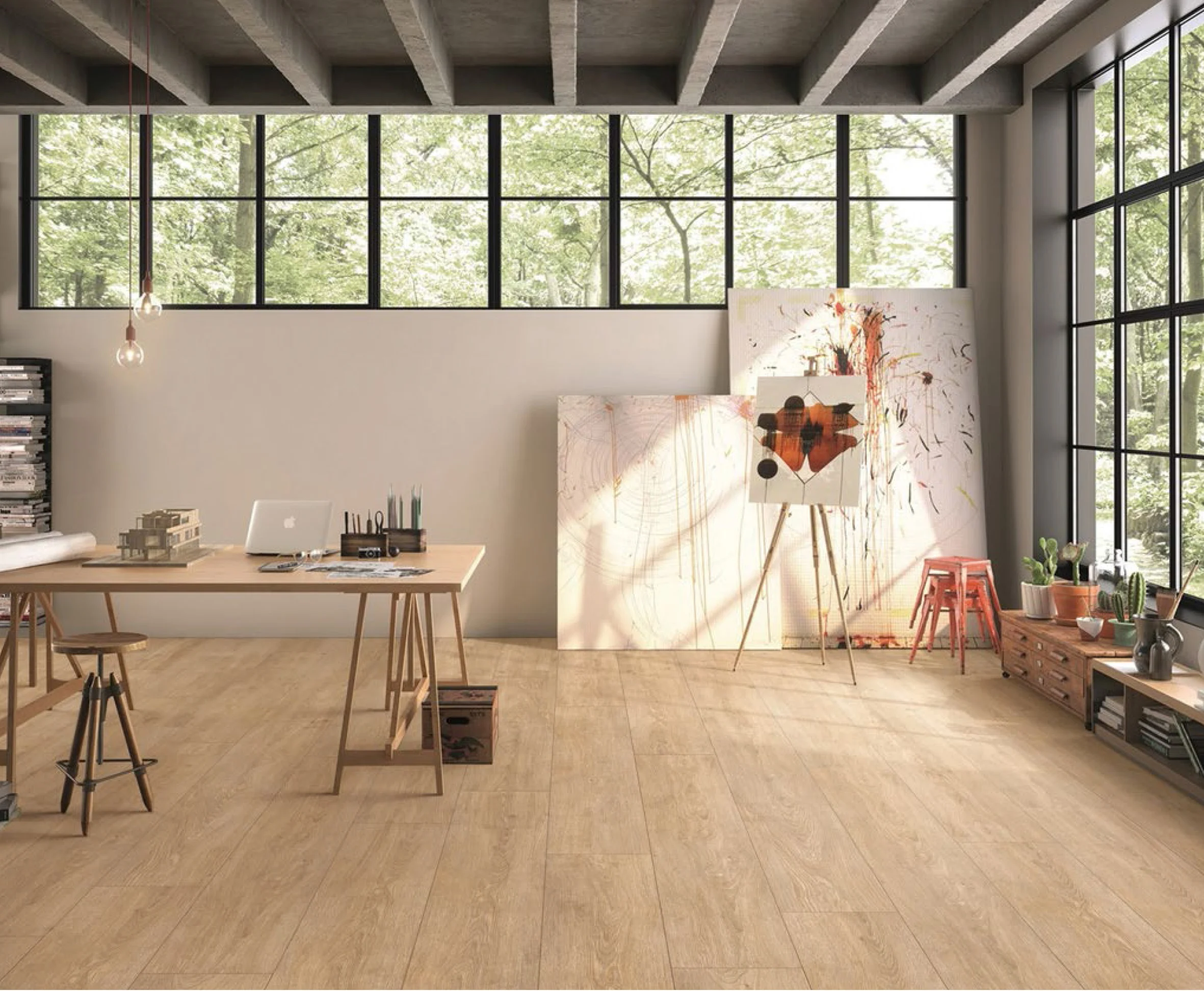 Wood Tiles Porcelain Floor Gray Rustic Wooden Ceramic Tile 250x1500 mm For Living Room