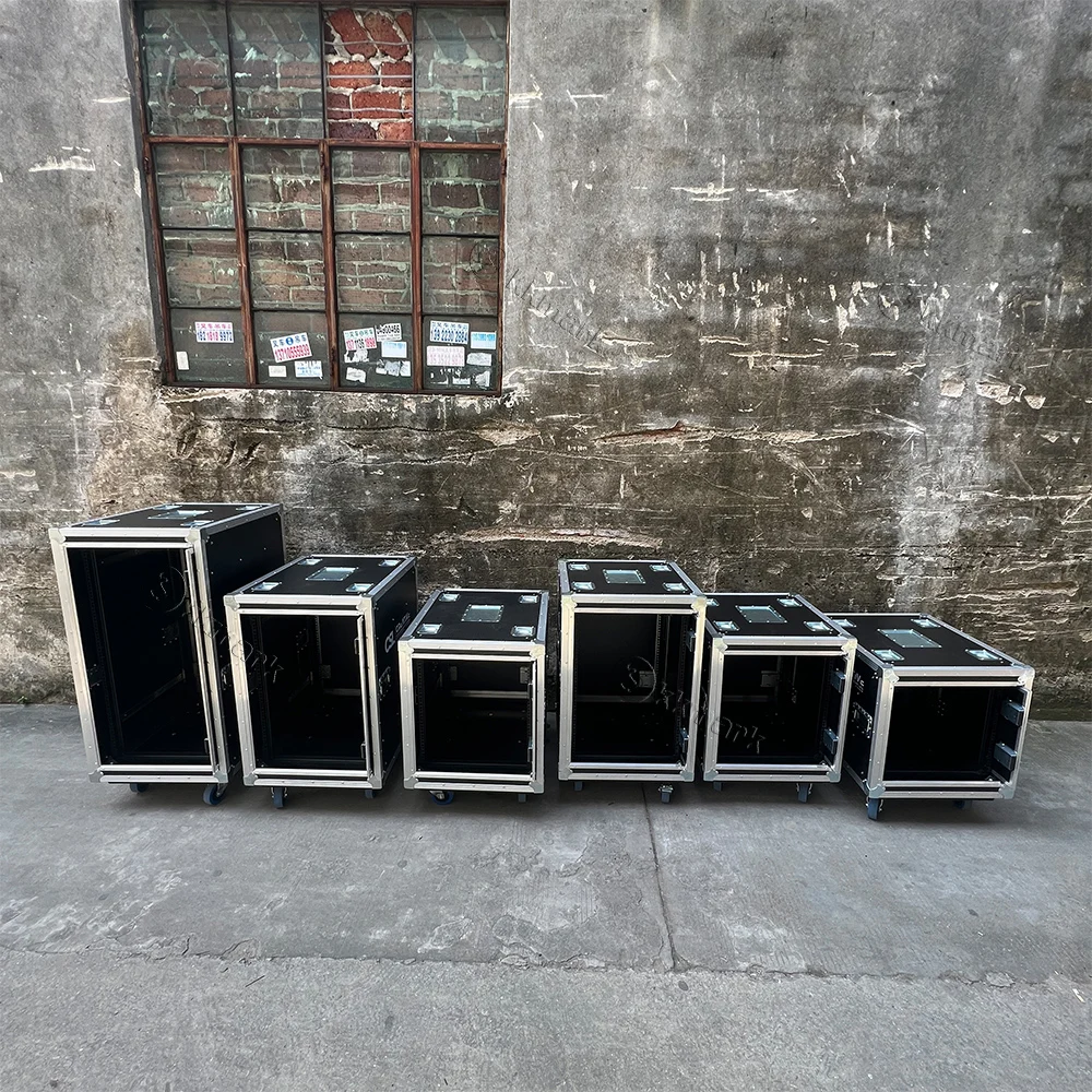 Heavy Duty 8u 10u 20u 24RU Studio Anti Vibration 2 Sliding Front and Back Slam Slide Doors Rack Flight case