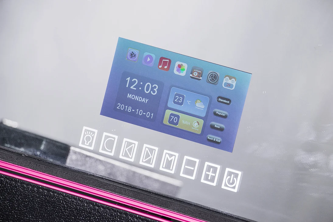 FAMA factory Professional travel rolling cosmetic storage case trolley beauty train aluminum box with MP4 music player