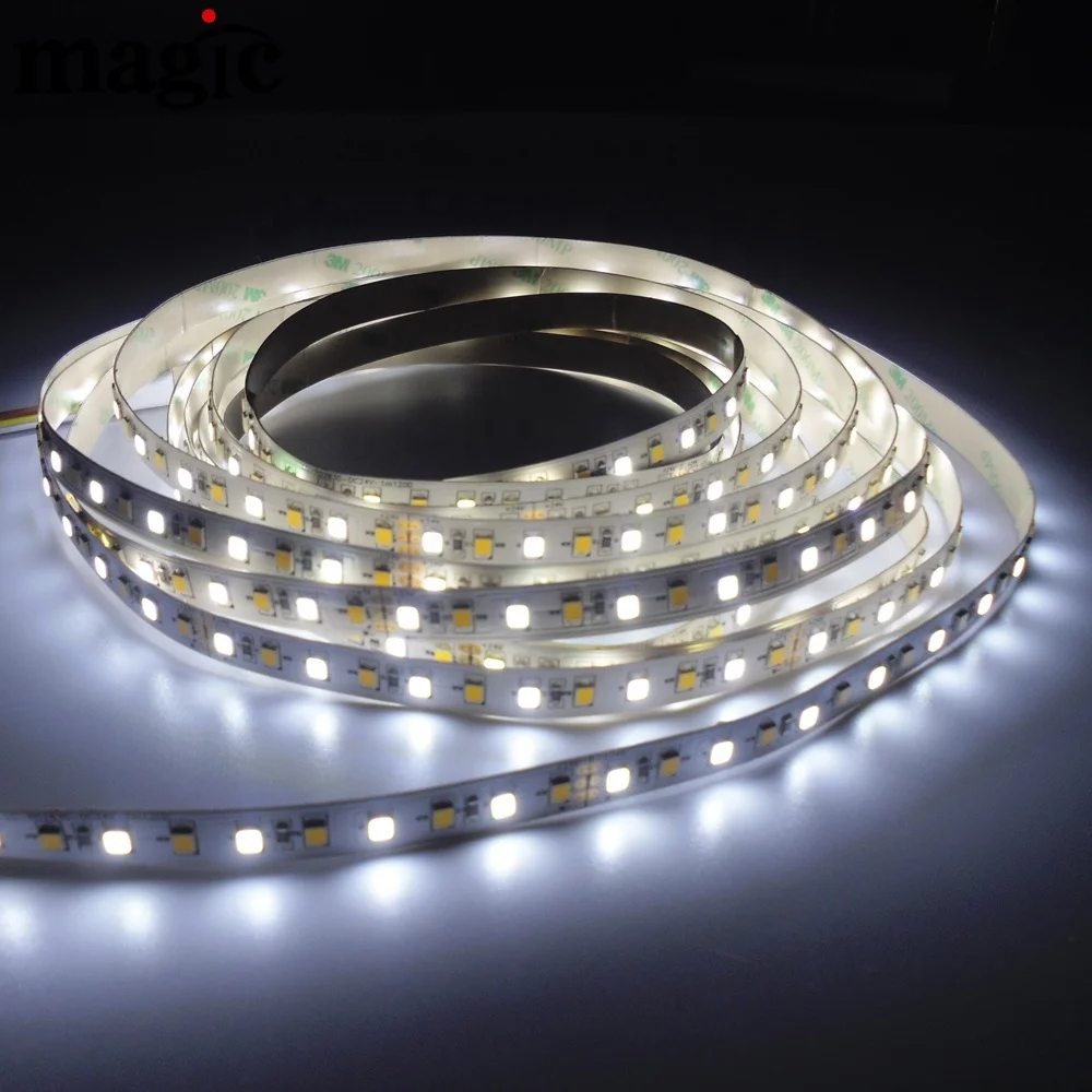 120 светодиод на метр регулируемая цветовая температура SMD 2835 двухсторонняя Светодиодная лента 24 В двойная белая 2700K 3000K 6000K CCT