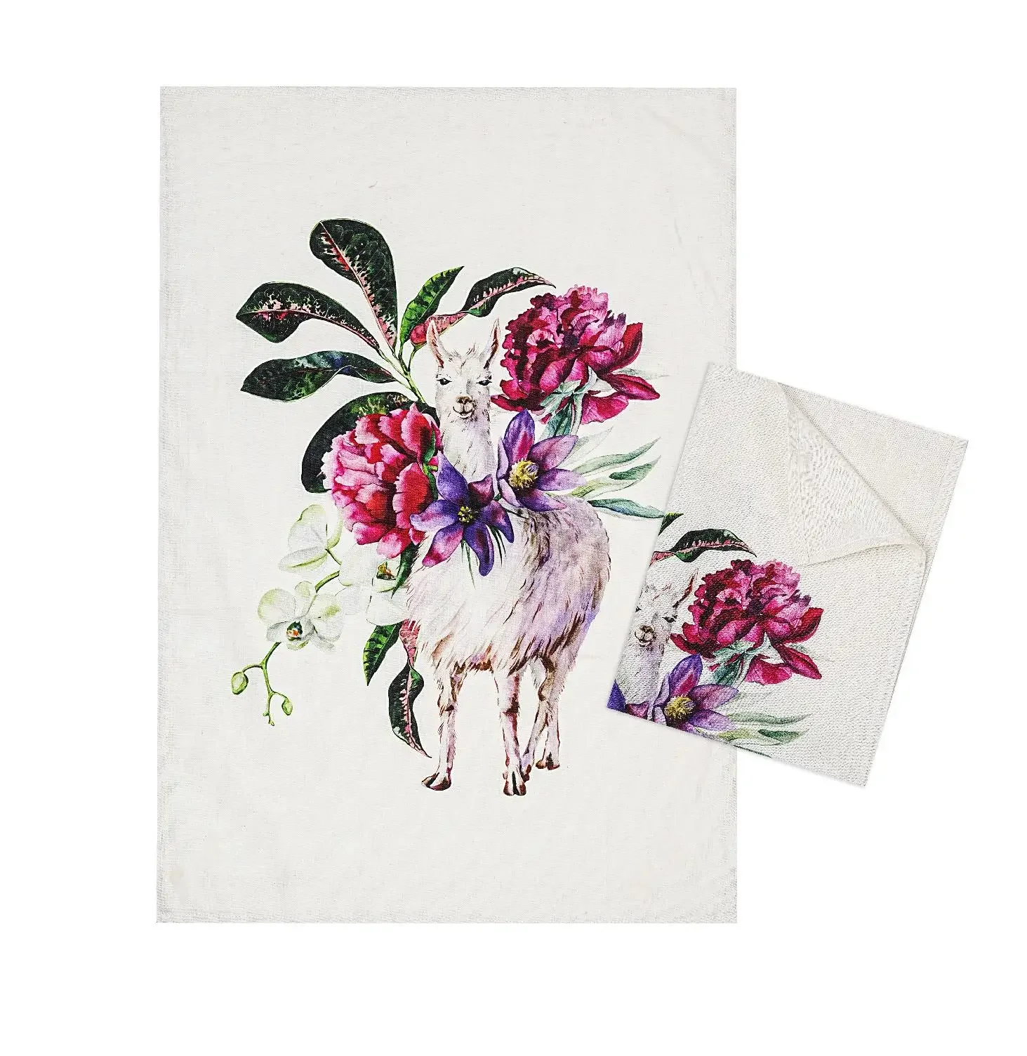 Wholesale High quality 100% cotton linen fabric tea towel with customized design