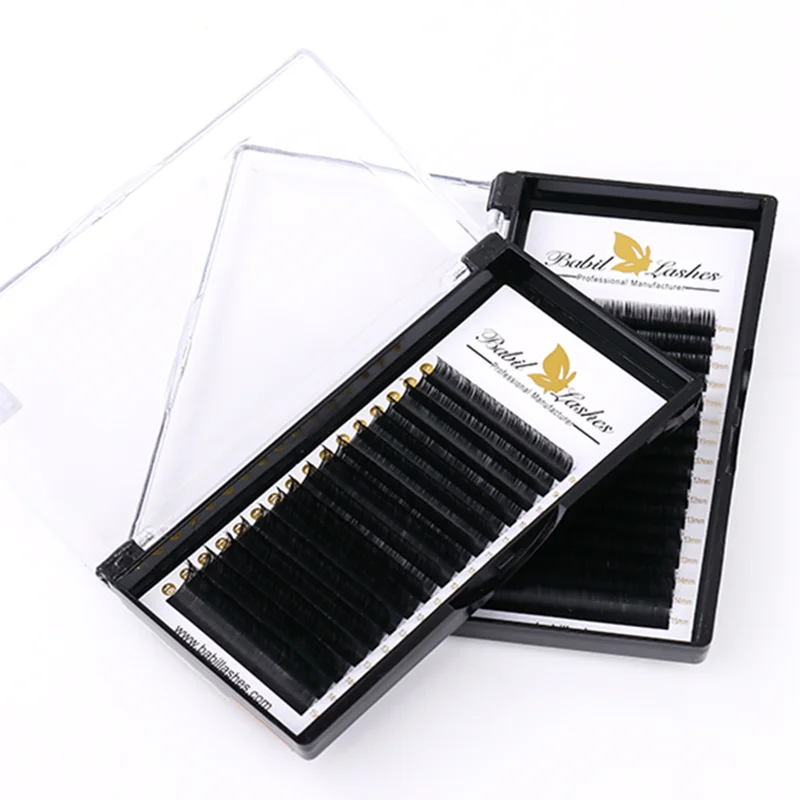 Babillashes luxury private label handmade korean pbt fiber custom logo individual volume eyelash extension mixed trays