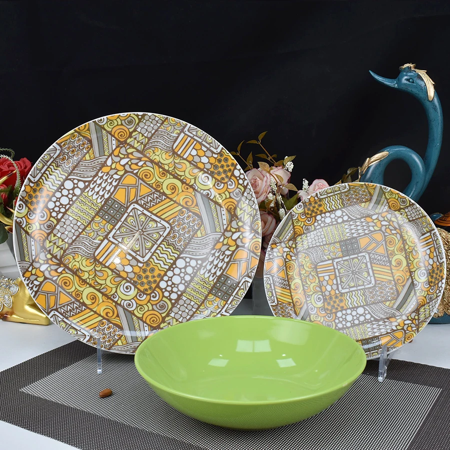 2021 горячая Распродажа западный дизайн глазурованная полная наклейка piatto фарфоровая керамическая посуда 18 шт. pad печатная посуда обеденная тарелка набор посуды