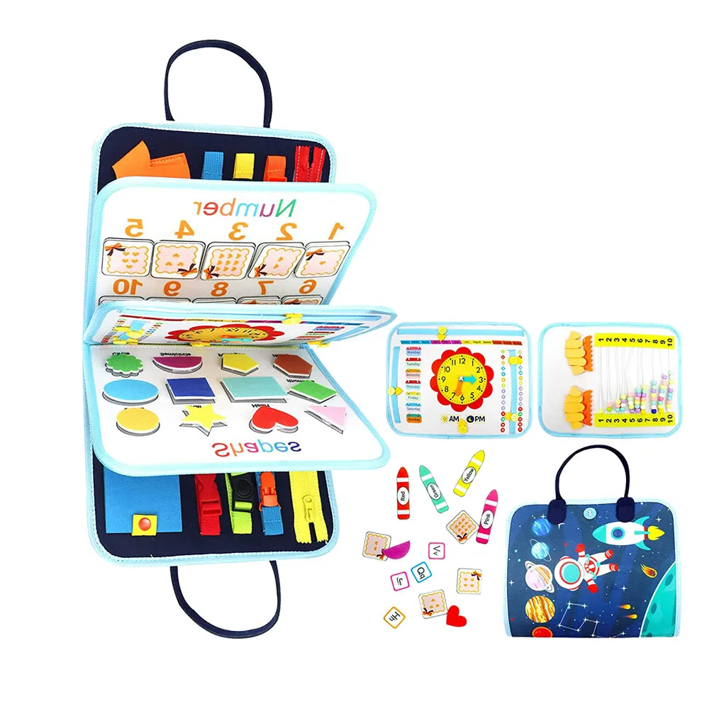 Educational Learning Toys Improve Fine Motor Skills Activity Sensory Board Montessori Travel Toys 81-in-1 busy board