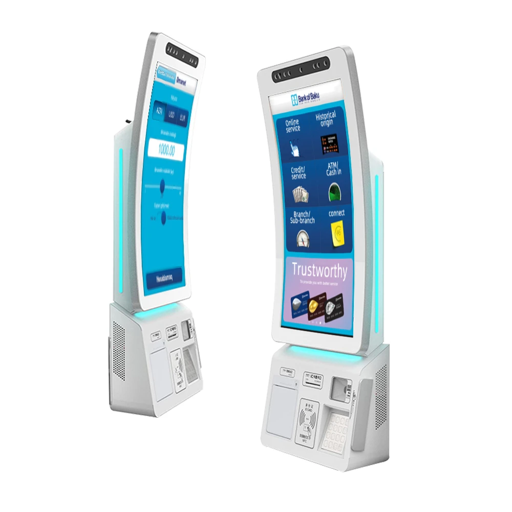 Customized Color Appearance Atm Banking Kiosk with Receipt Printer Rfid Card Reader Quad Core SDK 4G LED HD Screen 128G CN GUA