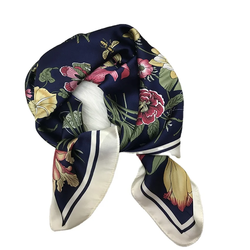 Модный роскошный женский шелковый шарф, маленький атласный квадратный шарф с модным украшением