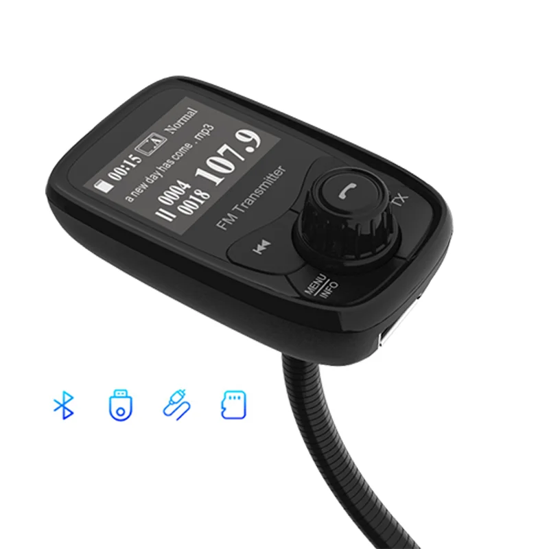 New Arrival 1.44 inch LED Display Wireless Handsfree Dual USB Phone Charger Wireless Music Player Car FM Transmitter