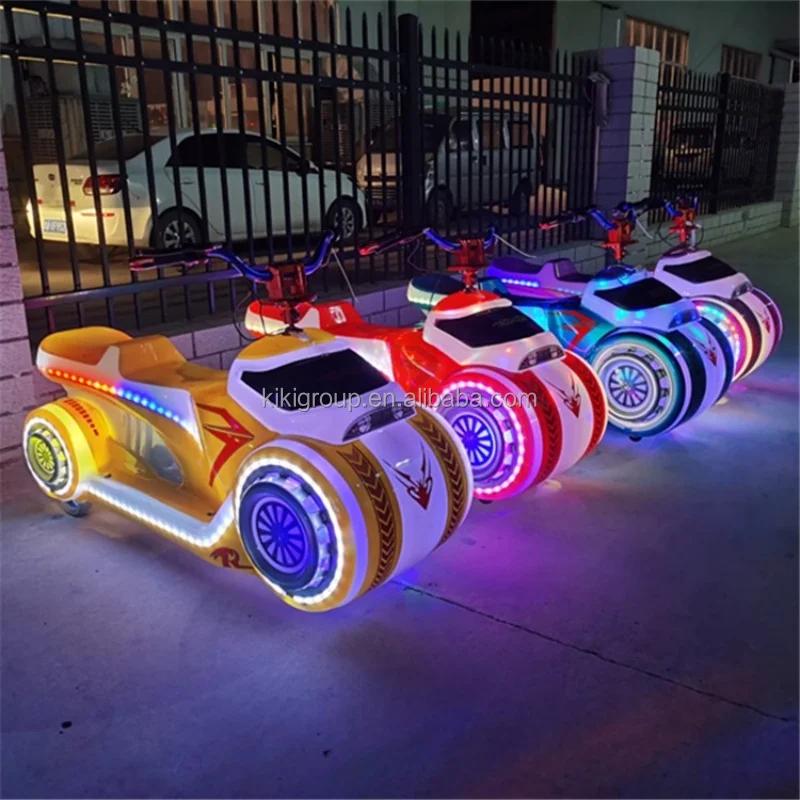 Cartoon sound & music 2 seats plastic led light children ride on bumper cars motorcycle battery baby electric toy car for kids
