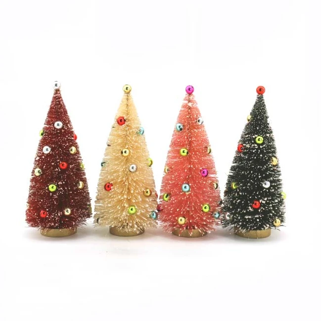Wholesale 20.5cm Home Indoor Natural Hemp Silk Pine&Sisal Tree  Festival Stuff Mini Tabletop Christmas Tree Decoration