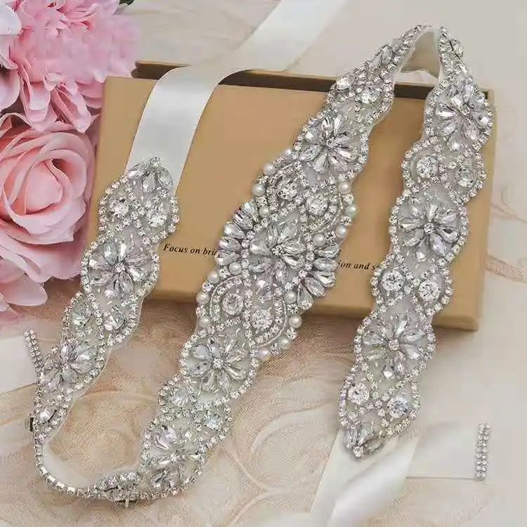 Luxury crystal diamond waist chain bridesmaid wedding dress rhinestone belt