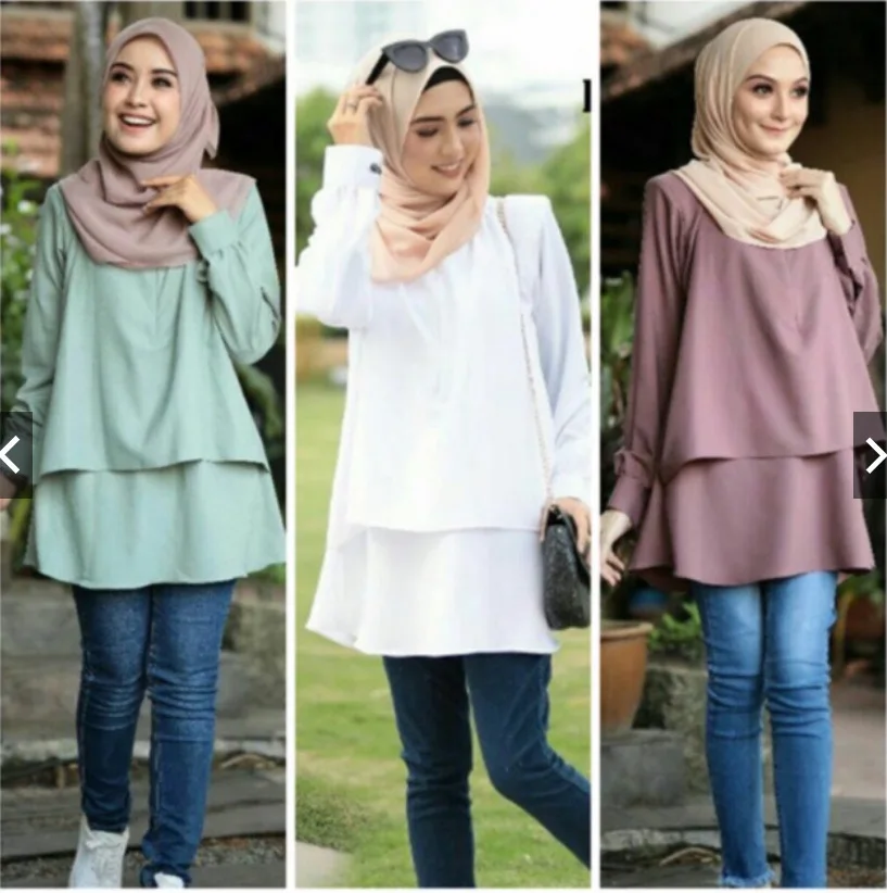 New Styles Muslim Women Blouse Spandex Islamic Casual Clothing Various Colors Ladies Long Shirts