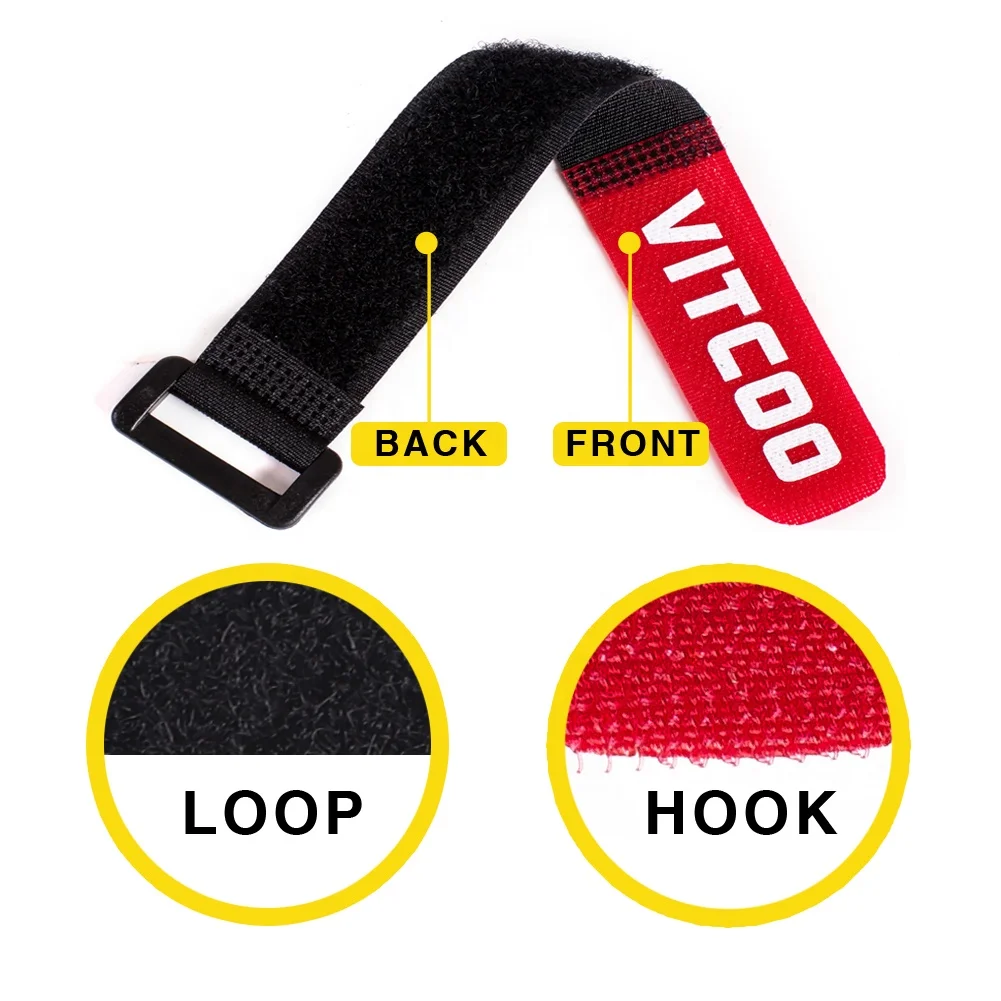 Reusable Strength Luggage Skid Resistance Cinch Colorful Adjustable Cable Wrap Hook And Loop Fastener Strap With Plastic Buckle