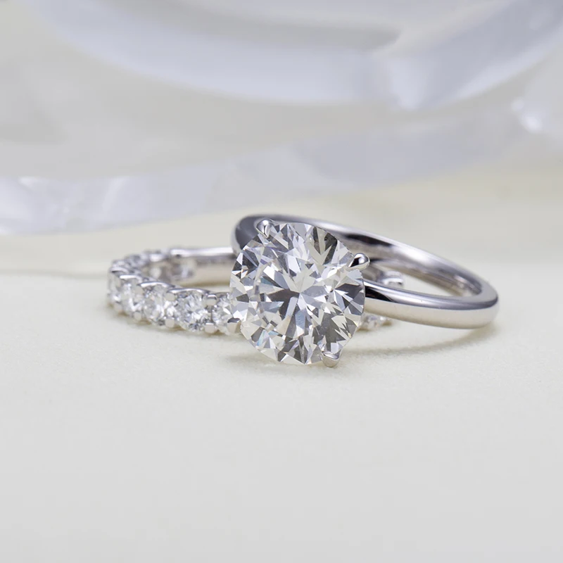 couple rings trendy wedding jewelry 2.43CT lab grown diamond real 18k white gold couple ring for women
